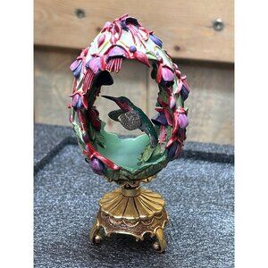 House of Faberge Franklin Mint Egg Jewels in the Garden Hummingbird w/Gold Base